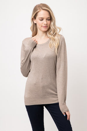 Khaki Scoop Neck Fitted Sweater- -Trendy Me Boutique, Granada Hills California