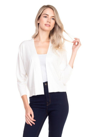 White 3/4 Sleeve Cardigan- -Trendy Me Boutique, Granada Hills California