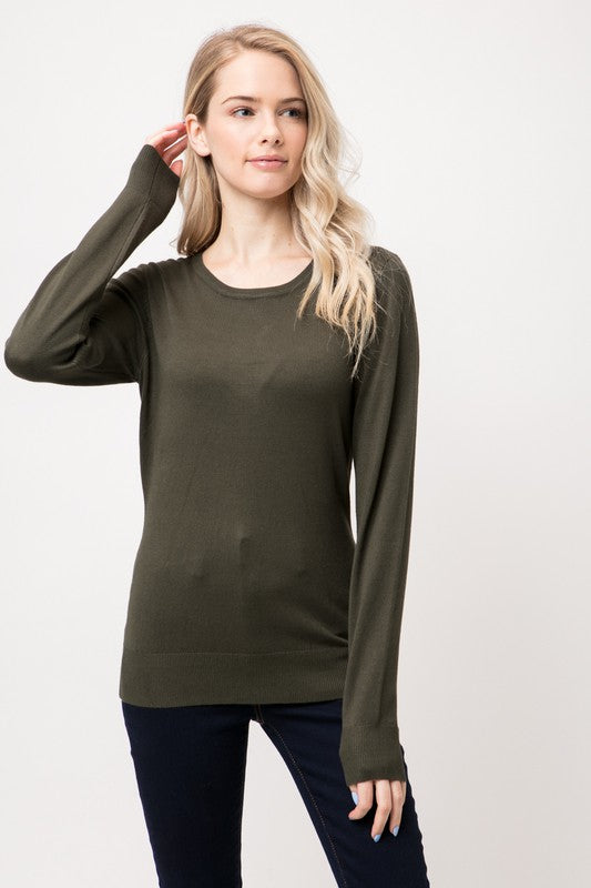 Charcoal Scoop Neck Fitted Sweater- -Trendy Me Boutique, Granada Hills California