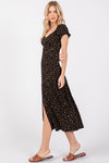 Black Brown Print Button Down Dress- -Trendy Me Boutique, Granada Hills California