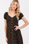 Black Brown Print Button Down Dress- -Trendy Me Boutique, Granada Hills California