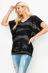 Black Grey Printed Dolman Top- -Trendy Me Boutique, Granada Hills California