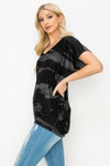 Black Grey Printed Dolman Top- -Trendy Me Boutique, Granada Hills California