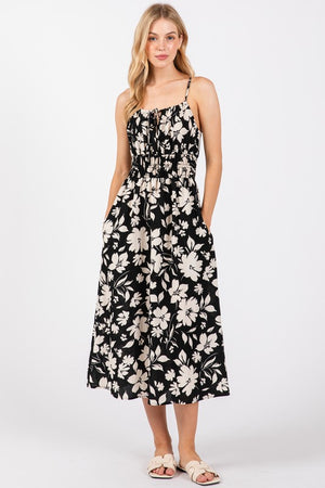 Black Ivory Floral Halter Dress- -Trendy Me Boutique, Granada Hills California