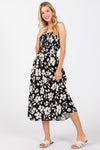 Black Ivory Floral Halter Dress- -Trendy Me Boutique, Granada Hills California