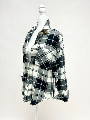 Black Ivory Plaid Shirt- -Trendy Me Boutique, Granada Hills California