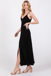 Black Linen Button Down Maxi Dress- -Trendy Me Boutique, Granada Hills California