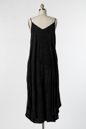 Black Mineral Wash Maxi Dress- -Trendy Me Boutique, Granada Hills California