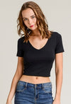 Black Short Sleeve Double Lined Top- -Trendy Me Boutique, Granada Hills California