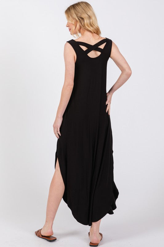 Black X Back Dress- -Trendy Me Boutique, Granada Hills California