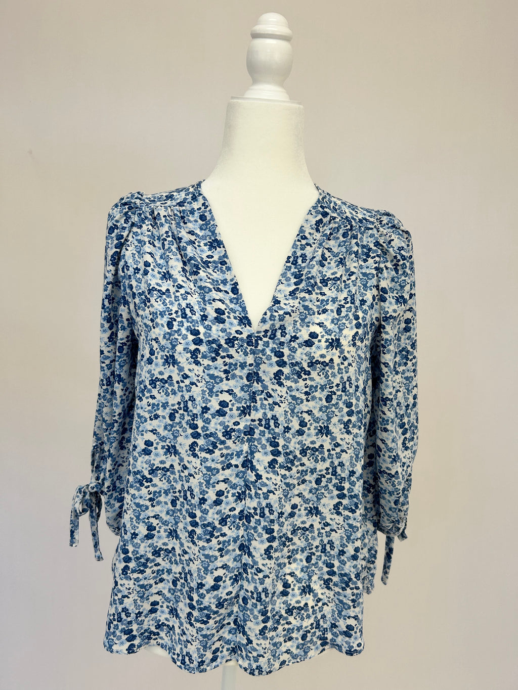 Blue Ditsy Floral Blouse- -Trendy Me Boutique, Granada Hills California