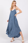 Blue Mineral Wash Maxi Dress- -Trendy Me Boutique, Granada Hills California