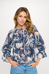 Blue Oyster Floral Print Blouse- -Trendy Me Boutique, Granada Hills California