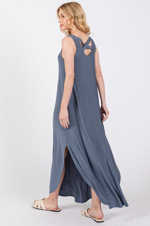 Blue X Back Dress- -Trendy Me Boutique, Granada Hills California