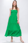 GREEN OFF SHOULDER TIERED DRESS- -Trendy Me Boutique, Granada Hills California