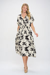 Cream Black Floral Midi Dress- -Trendy Me Boutique, Granada Hills California