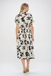 Cream Black Floral Midi Dress- -Trendy Me Boutique, Granada Hills California