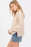 Cream Crinkle Cotton Blouse- -Trendy Me Boutique, Granada Hills California