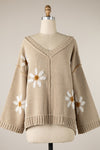 Taupe Daisy Sweater- -Trendy Me Boutique, Granada Hills California