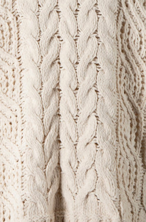 Cream Cable Knit Pull On Sweater- -Trendy Me Boutique, Granada Hills California