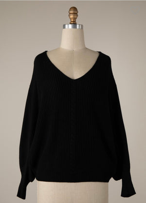 Black Dolman Sweater- -Trendy Me Boutique, Granada Hills California