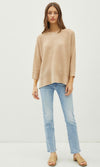 Taupe Tunic Knit Sweater- -Trendy Me Boutique, Granada Hills California