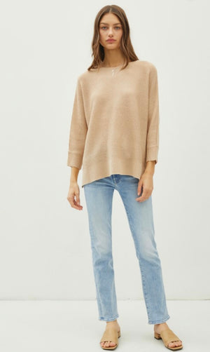 Taupe Tunic Knit Sweater- -Trendy Me Boutique, Granada Hills California