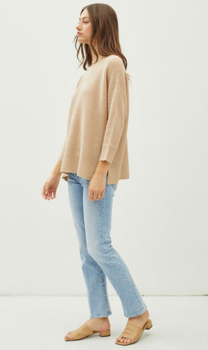 Taupe Tunic Knit Sweater- -Trendy Me Boutique, Granada Hills California