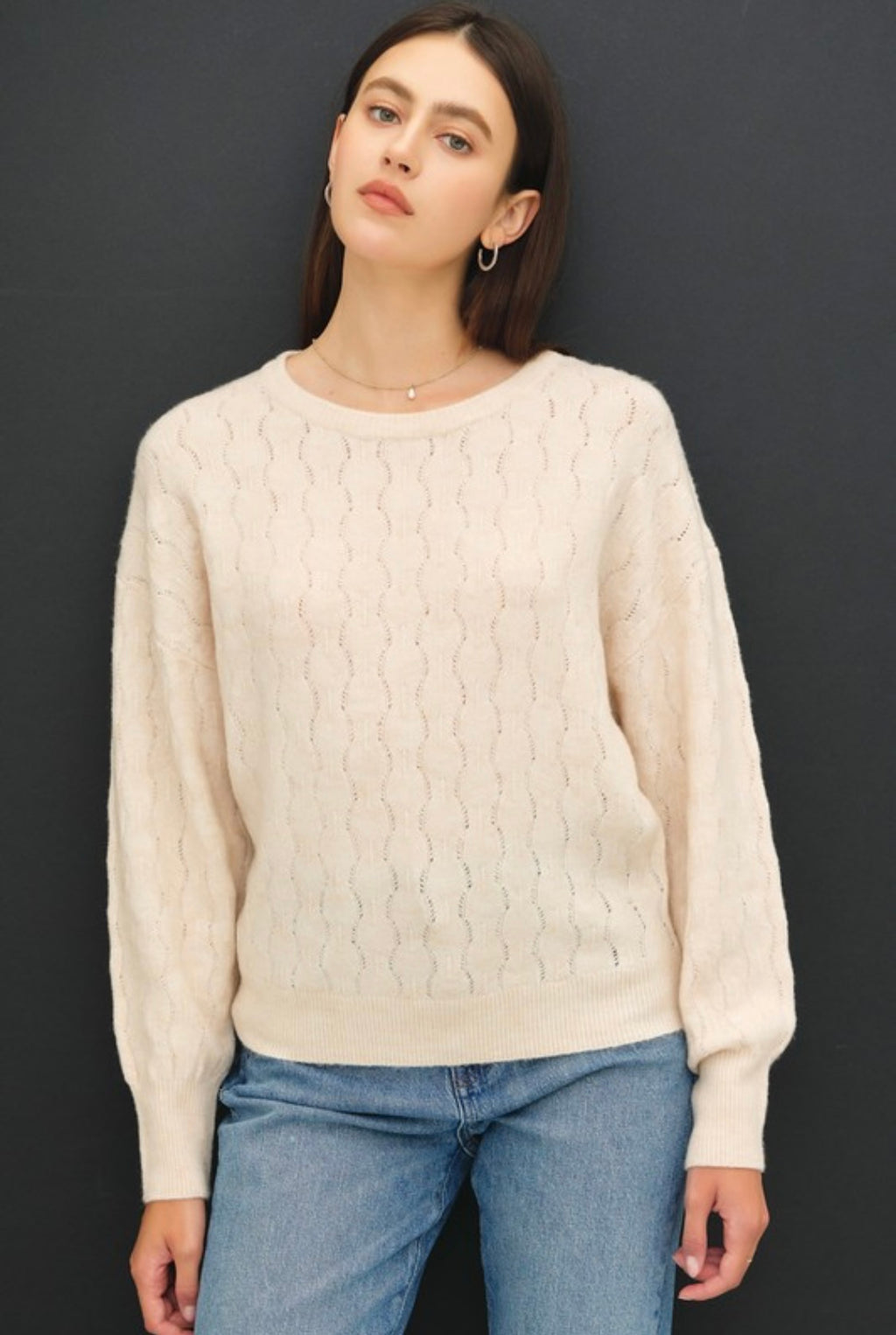 Taupe Cable Knit Sweater- -Trendy Me Boutique, Granada Hills California