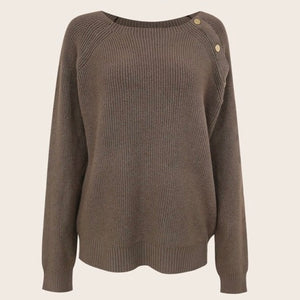 Cocoa Button Sweater- -Trendy Me Boutique, Granada Hills California