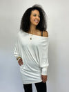 Ivory Diagonal Hem Waffle Knit Top- -Trendy Me Boutique, Granada Hills California