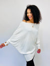 Ivory Diagonal Hem Waffle Knit Top- -Trendy Me Boutique, Granada Hills California