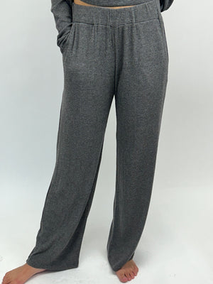 Charcoal Ribbed Pant- -Trendy Me Boutique, Granada Hills California