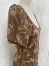 Taupe Floral Flutter Sleeve Dress- -Trendy Me Boutique, Granada Hills California
