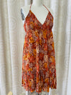 Rust Floral Halter Dress- -Trendy Me Boutique, Granada Hills California