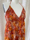 Rust Floral Halter Dress- -Trendy Me Boutique, Granada Hills California