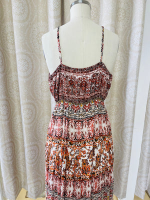 Rust Paisley Boho Dress- -Trendy Me Boutique, Granada Hills California