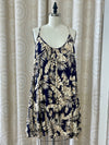 Blue Leaf Print Dress- -Trendy Me Boutique, Granada Hills California