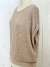 Taupe Boatneck Knit Dolman Top- -Trendy Me Boutique, Granada Hills California