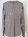 Grey Hacci Knit V Neck Top- -Trendy Me Boutique, Granada Hills California