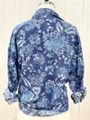 Blue Paisley Button Down Blouse- -Trendy Me Boutique, Granada Hills California