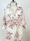 Rose Floral Button Down Blouse- -Trendy Me Boutique, Granada Hills California