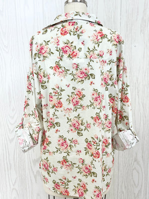 Sage Floral Printed Blouse- -Trendy Me Boutique, Granada Hills California