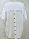 White V Neck Button Back Top- -Trendy Me Boutique, Granada Hills California