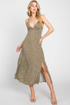 Olive Printed Twist Front Dress- -Trendy Me Boutique, Granada Hills California