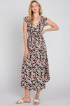 Multi Floral Flutter Sleeve Maxi Dress- -Trendy Me Boutique, Granada Hills California