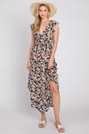 Multi Floral Flutter Sleeve Maxi Dress- -Trendy Me Boutique, Granada Hills California
