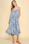 Blue Floral Loose Cami Midi Dress- -Trendy Me Boutique, Granada Hills California