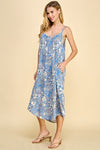 Blue Floral Loose Cami Midi Dress- -Trendy Me Boutique, Granada Hills California