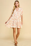 Peach Floral Babydoll Dress- -Trendy Me Boutique, Granada Hills California